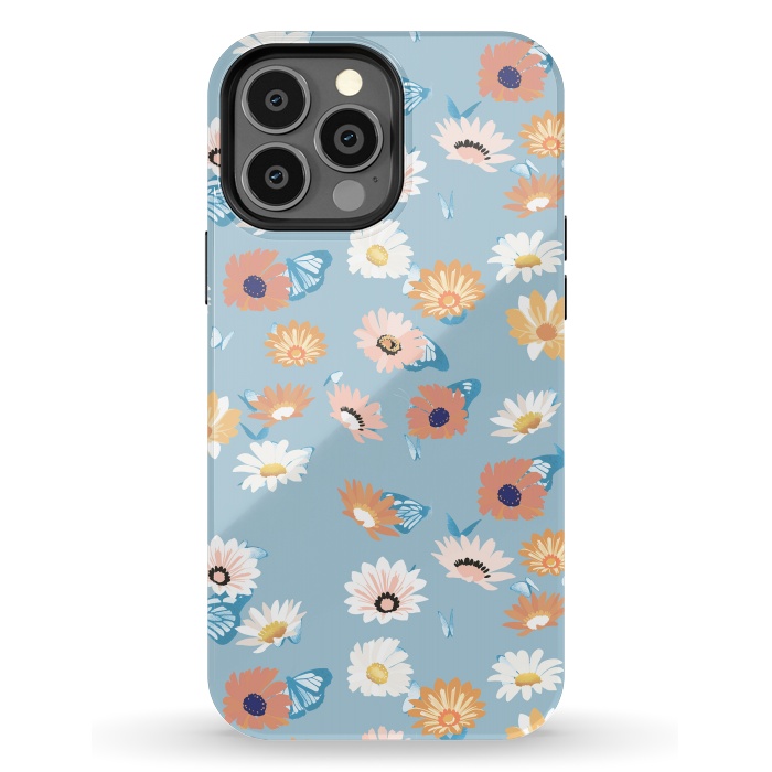 iPhone 13 Pro Max StrongFit Pastel daisy petals and butterflies - colorful aesthetic pattern by Oana 