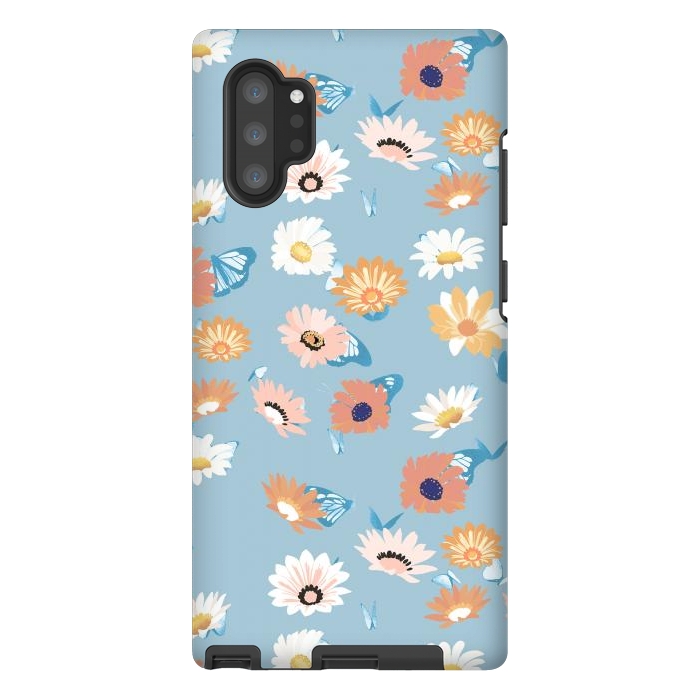 Galaxy Note 10 plus StrongFit Pastel daisy petals and butterflies - colorful aesthetic pattern by Oana 