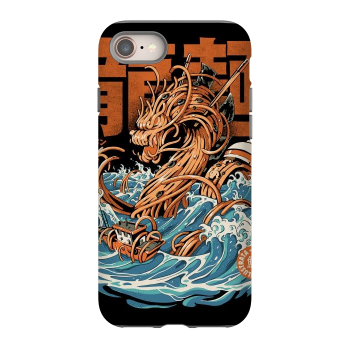 iPhone 8 StrongFit Black Great Ramen Dragon off Kanagawa by Ilustrata
