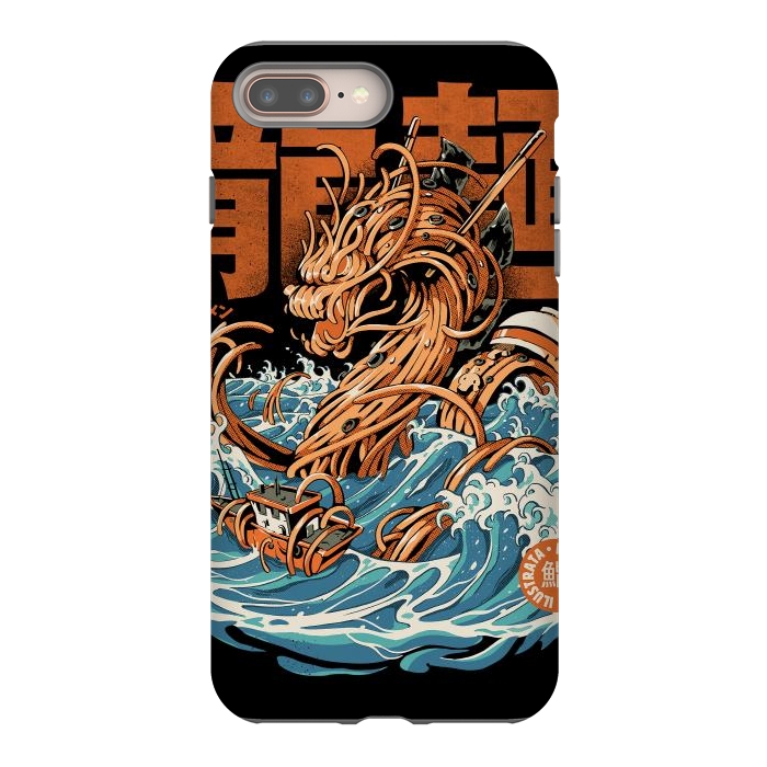 iPhone 8 plus StrongFit Black Great Ramen Dragon off Kanagawa by Ilustrata