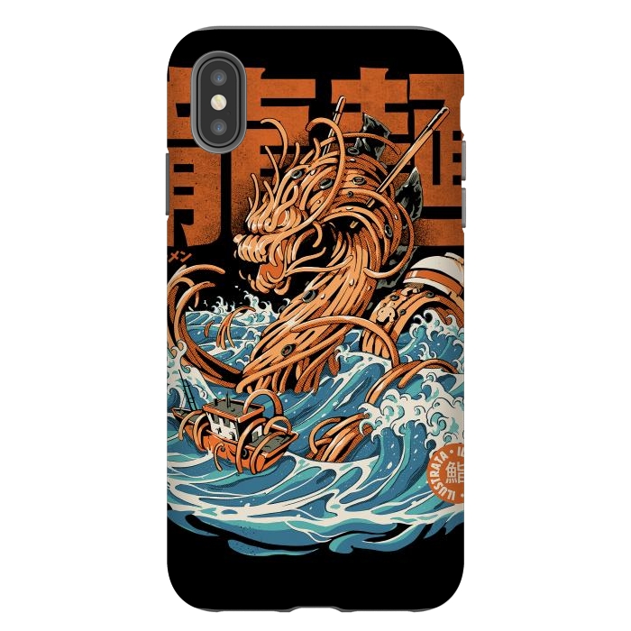 iPhone Xs Max StrongFit Black Great Ramen Dragon off Kanagawa by Ilustrata