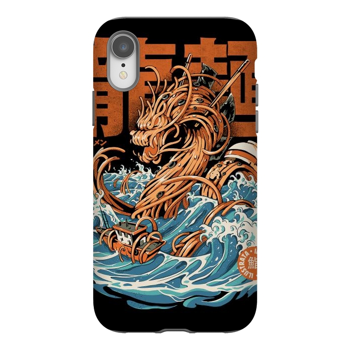 iPhone Xr StrongFit Black Great Ramen Dragon off Kanagawa by Ilustrata