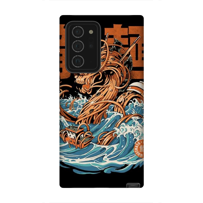 Galaxy Note 20 Ultra StrongFit Black Great Ramen Dragon off Kanagawa by Ilustrata