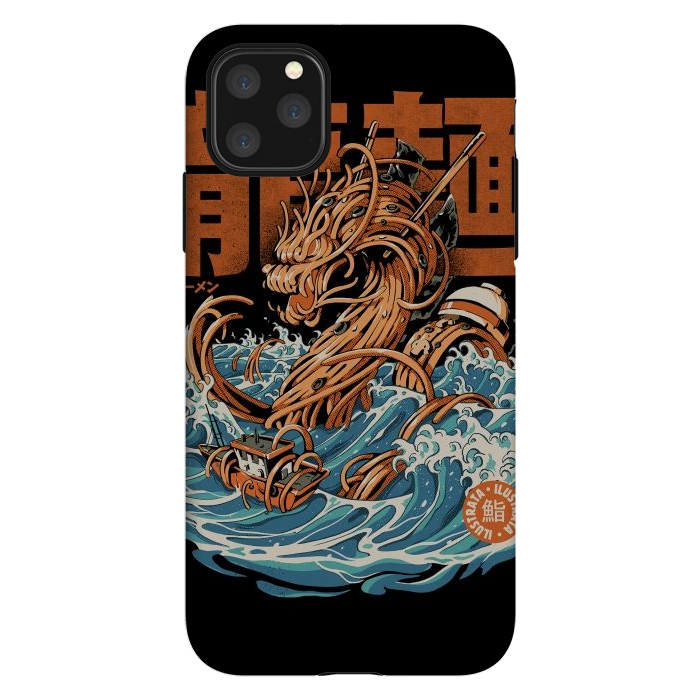 iPhone 11 Pro Max StrongFit Black Great Ramen Dragon off Kanagawa by Ilustrata