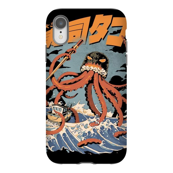 iPhone Xr StrongFit Black The Tako Sushi by Ilustrata