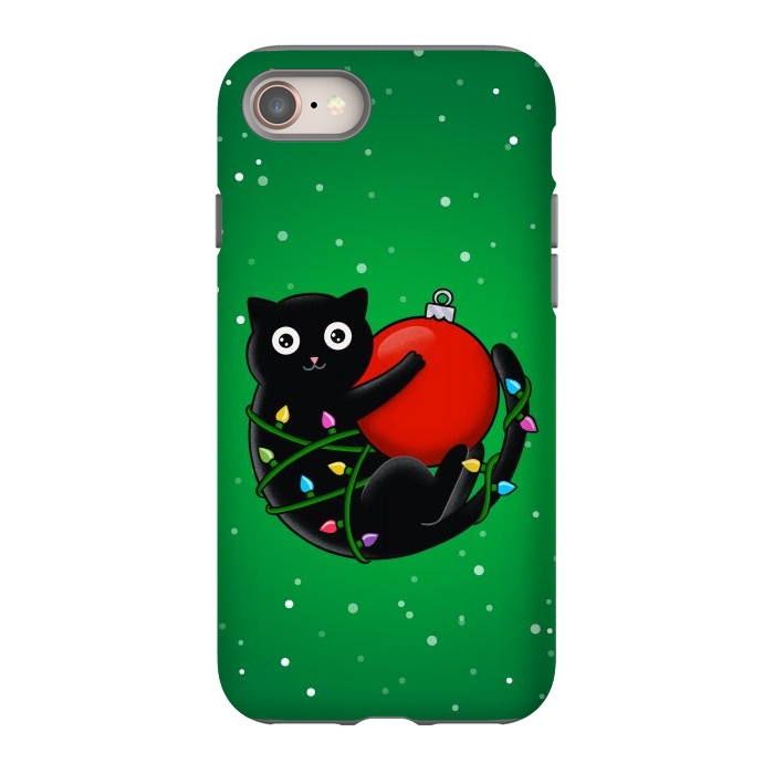iPhone 8 StrongFit Cat and christmas by Coffee Man