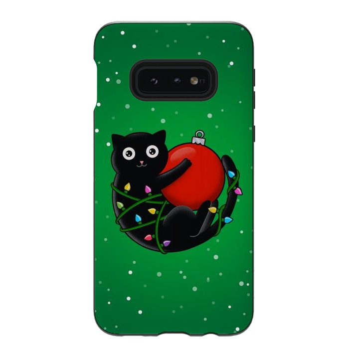 Galaxy S10e StrongFit Cat and christmas by Coffee Man