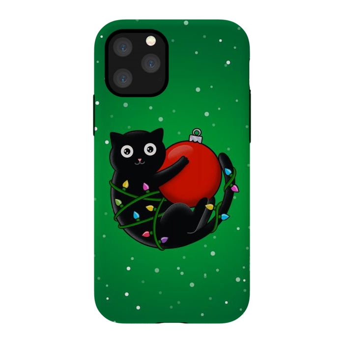 iPhone 11 Pro StrongFit Cat and christmas by Coffee Man