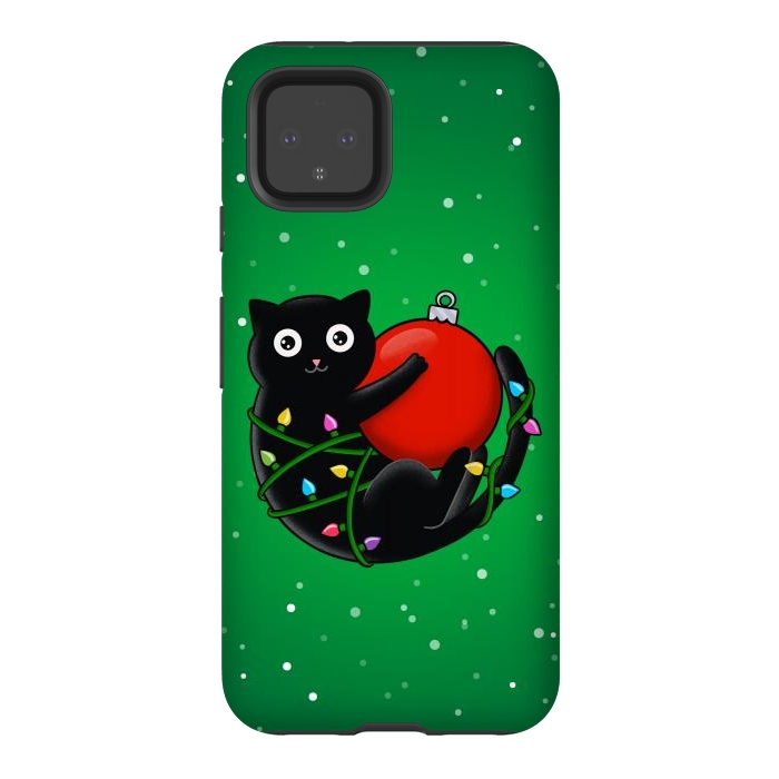 Pixel 4 StrongFit Cat and christmas by Coffee Man
