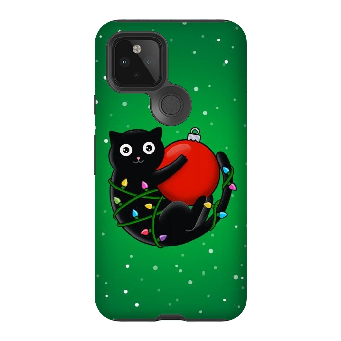 Pixel 5 StrongFit Cat and christmas by Coffee Man