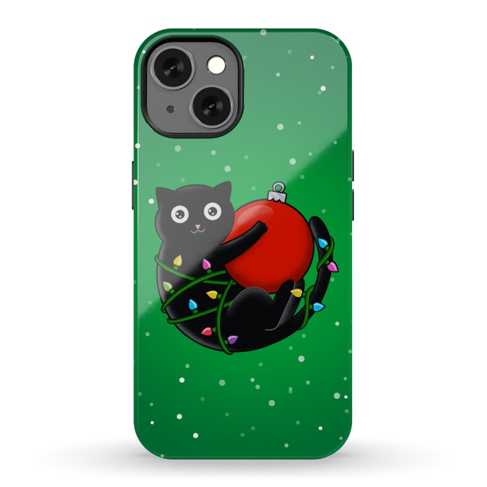 iPhone 13 StrongFit Cat and christmas by Coffee Man
