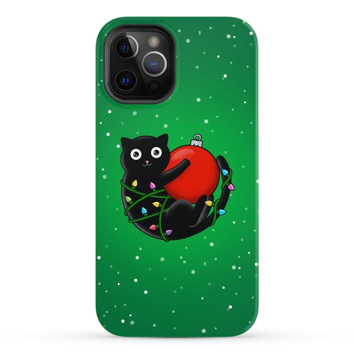 iPhone 12 Pro Max StrongFit Cat and christmas by Coffee Man