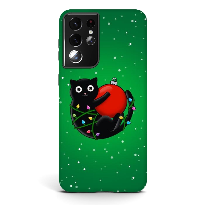 Galaxy S21 ultra StrongFit Cat and christmas by Coffee Man