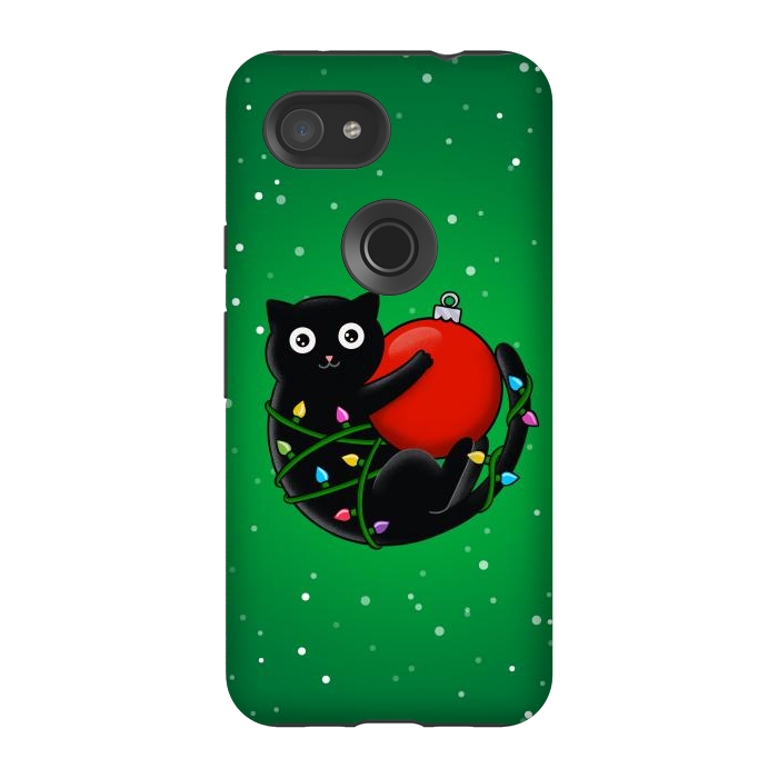 Pixel 3A StrongFit Cat and christmas by Coffee Man