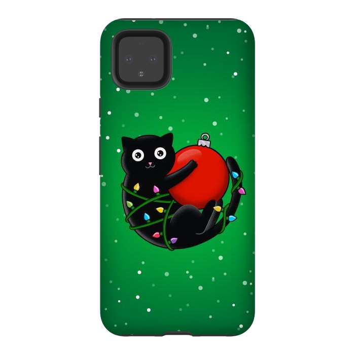 Pixel 4XL StrongFit Cat and christmas by Coffee Man