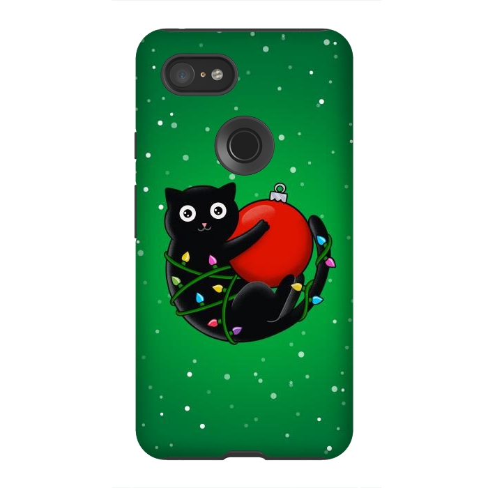 Pixel 3XL StrongFit Cat and christmas by Coffee Man