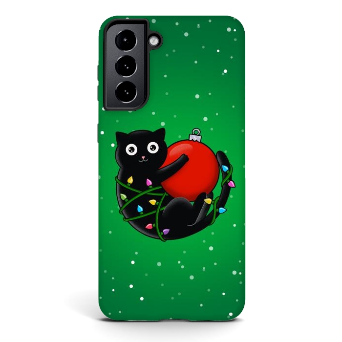 Galaxy S21 StrongFit Cat and christmas by Coffee Man