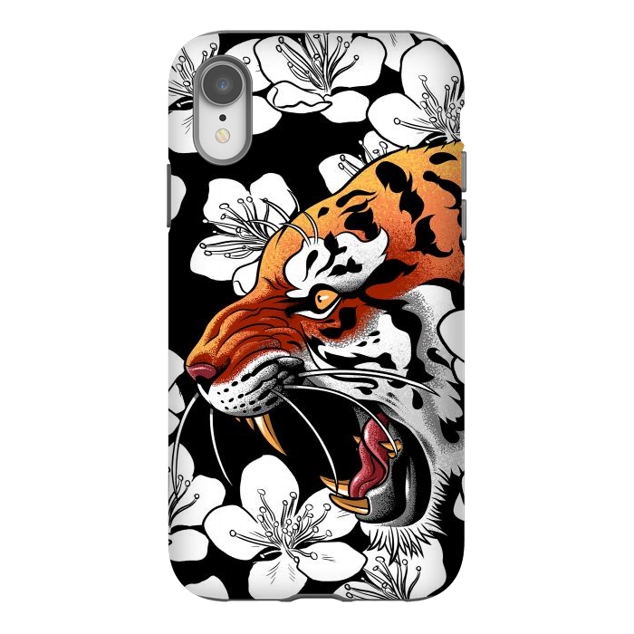 iPhone Xr StrongFit Flowers Tiger by Alberto
