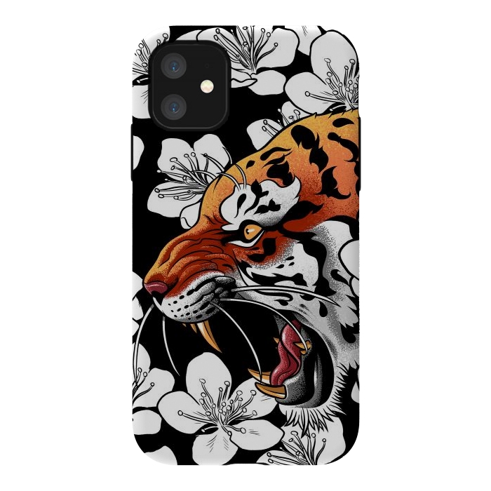 iPhone 11 StrongFit Flowers Tiger by Alberto