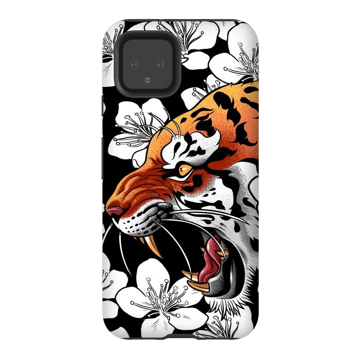 Pixel 4 StrongFit Flowers Tiger by Alberto