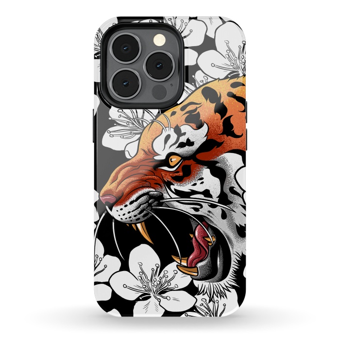 iPhone 13 pro StrongFit Flowers Tiger by Alberto