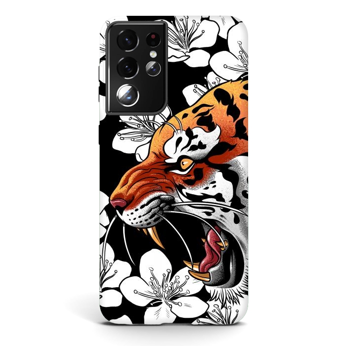 Galaxy S21 ultra StrongFit Flowers Tiger by Alberto