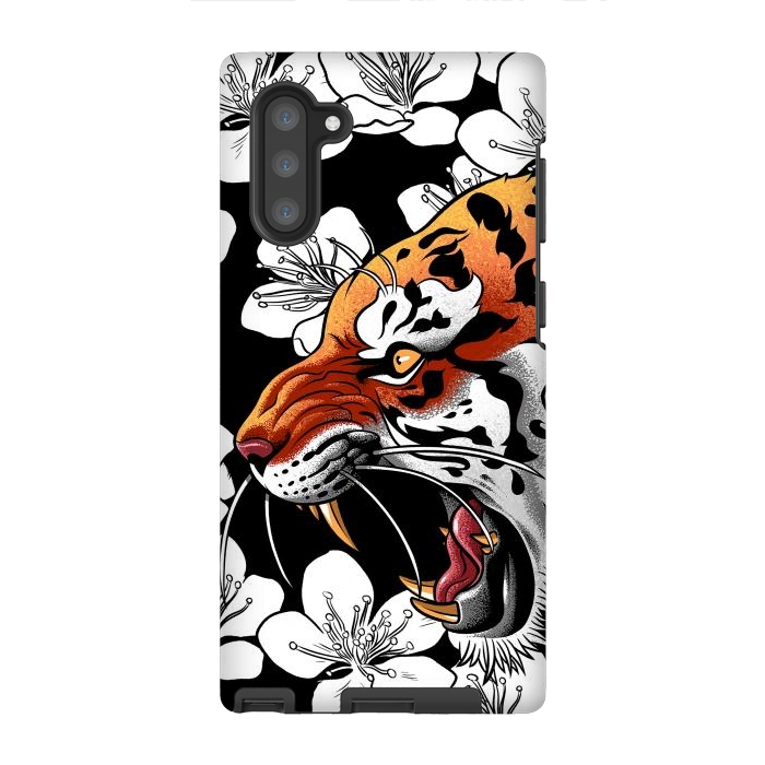 Galaxy Note 10 StrongFit Flowers Tiger by Alberto