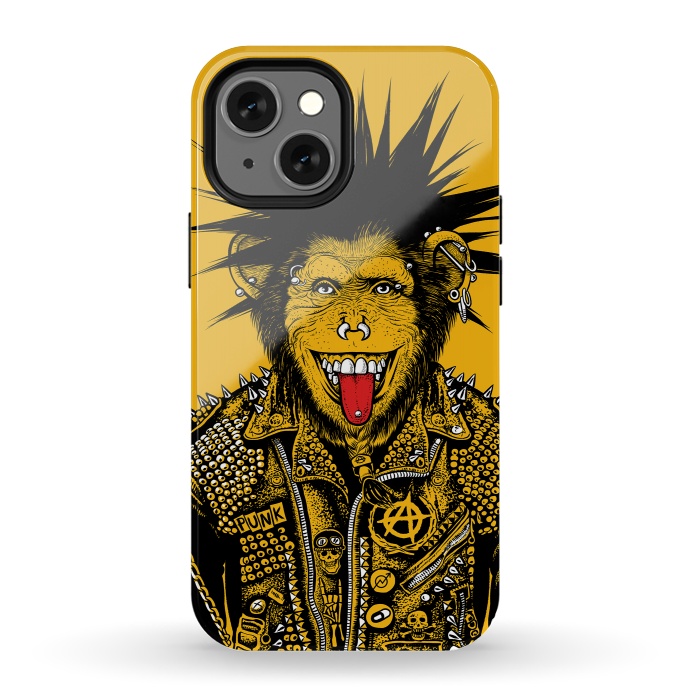 iPhone 13 mini StrongFit Yellow punk monkey by Alberto