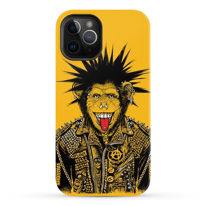 iPhone 12 Pro Max StrongFit Yellow punk monkey by Alberto
