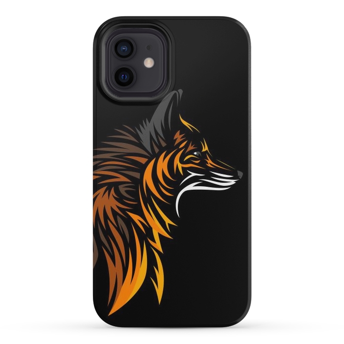 iPhone 12 mini StrongFit Tribal fox face by Alberto