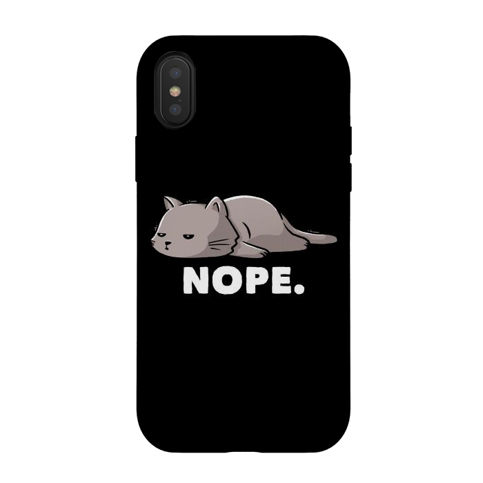 iPhone Xs / X StrongFit Nope Funny Cute Lazy Cat Gift by eduely