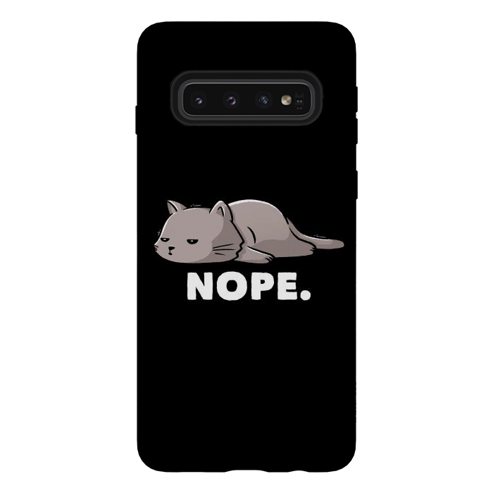 Galaxy S10 StrongFit Nope Funny Cute Lazy Cat Gift by eduely