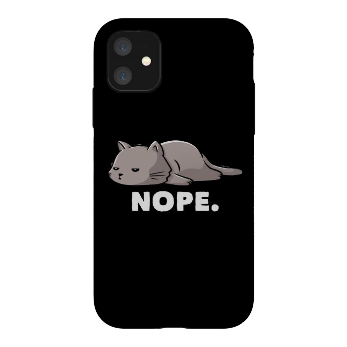 iPhone 11 StrongFit Nope Funny Cute Lazy Cat Gift by eduely