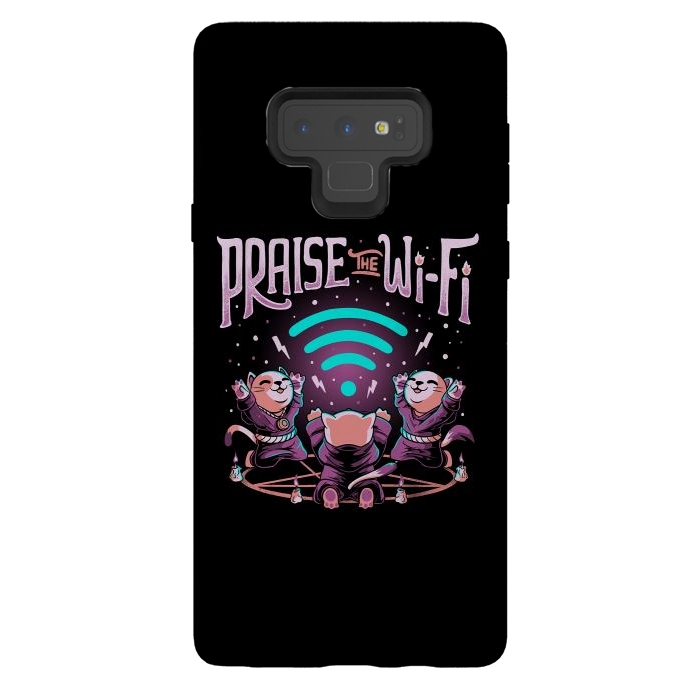 Galaxy Note 9 StrongFit Praise the Wifi Funny Evil Worship Cats by eduely