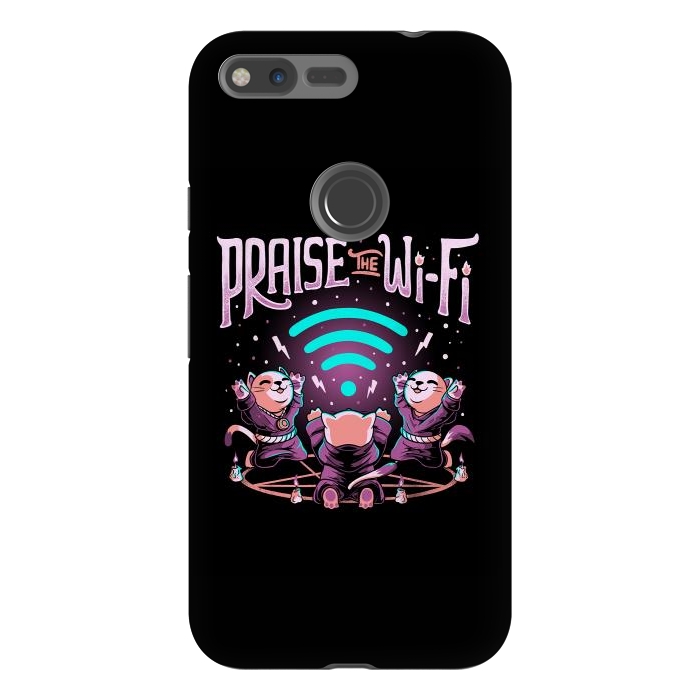 Pixel XL StrongFit Praise the Wifi Funny Evil Worship Cats by eduely