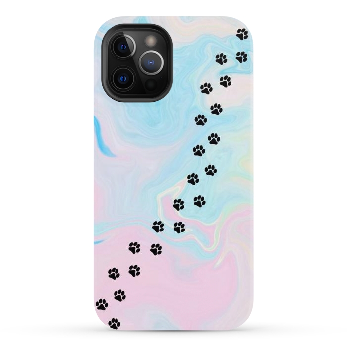 iPhone 12 Pro Max StrongFit Paw print in pastel by CAS