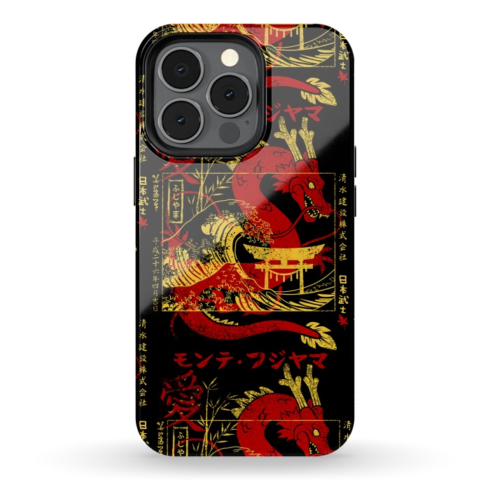 iPhone 13 pro StrongFit Red chinese dragon gold by Alberto