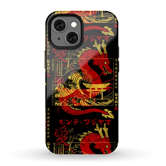 iPhone 13 mini StrongFit Red chinese dragon gold by Alberto