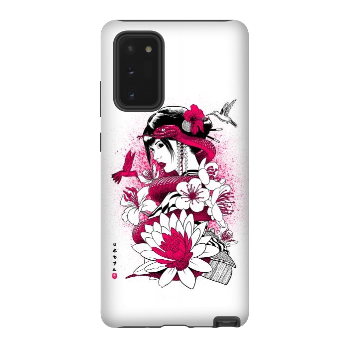 Galaxy Note 20 StrongFit Geisha with snake and hummingbirds by Alberto