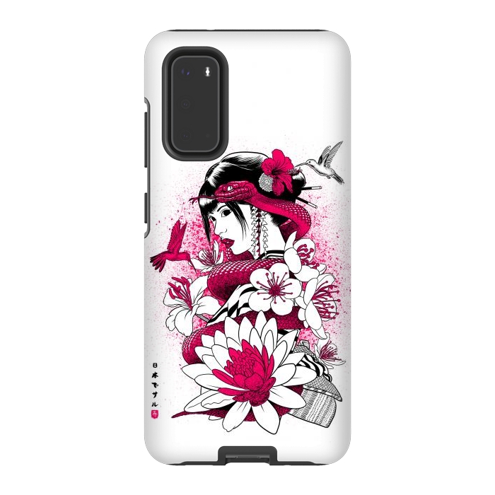 Galaxy S20 StrongFit Geisha with snake and hummingbirds by Alberto