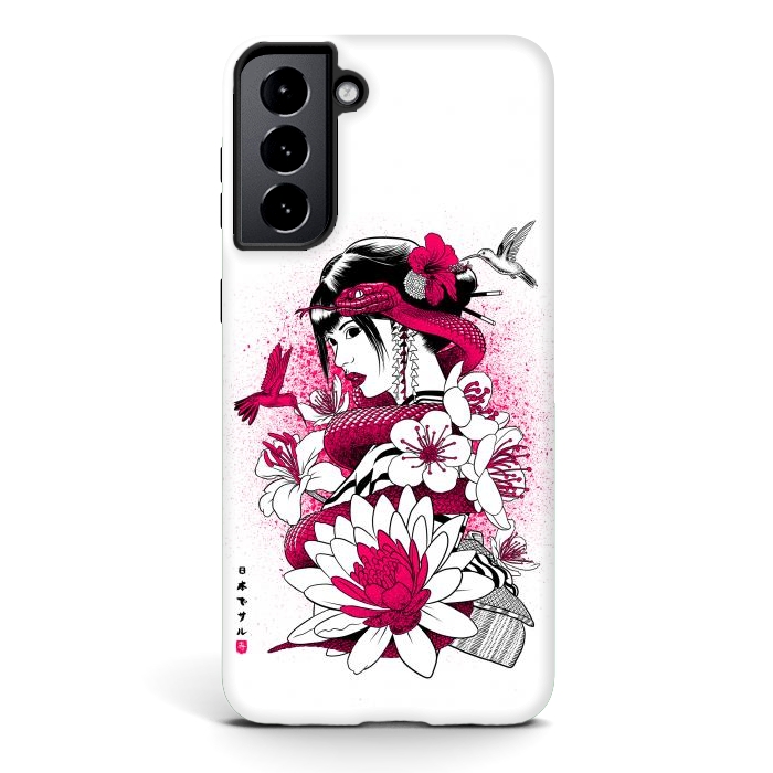Galaxy S21 plus StrongFit Geisha with snake and hummingbirds by Alberto