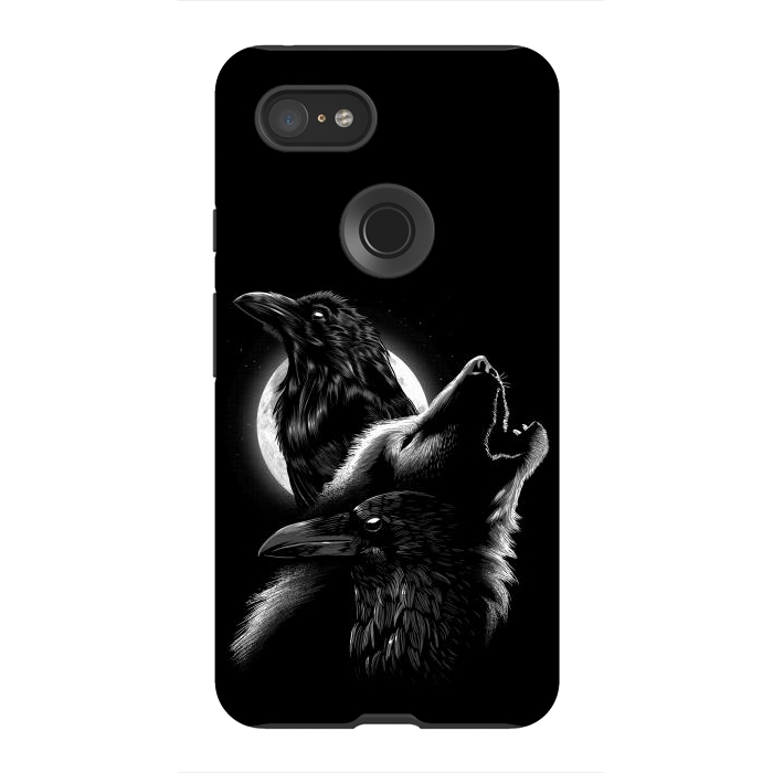 Pixel 3XL StrongFit Wolf crow by Alberto