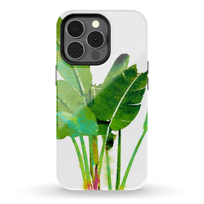 iPhone 13 pro StrongFit Tropical Banana Leaves Watercolor by Uma Prabhakar Gokhale