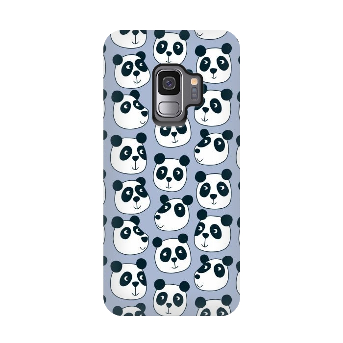 Galaxy S9 StrongFit Particularly Pleasant Panda Bears on Blue by Nic Squirrell