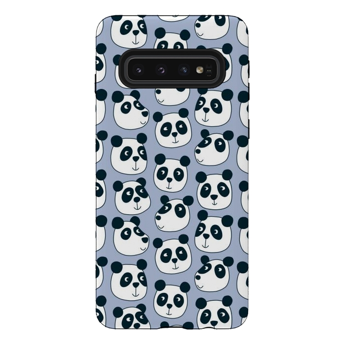 Galaxy S10 StrongFit Particularly Pleasant Panda Bears on Blue by Nic Squirrell