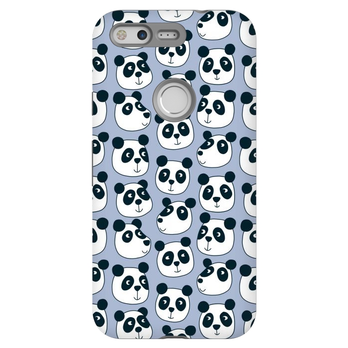 Pixel StrongFit Particularly Pleasant Panda Bears on Blue by Nic Squirrell