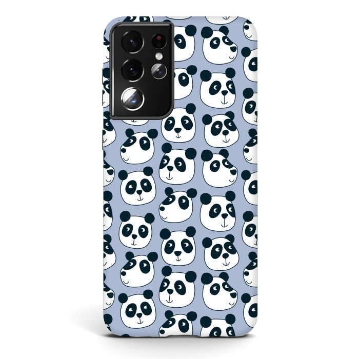 Galaxy S21 ultra StrongFit Particularly Pleasant Panda Bears on Blue by Nic Squirrell