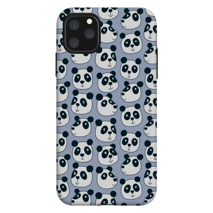 iPhone 11 Pro Max StrongFit Particularly Pleasant Panda Bears on Blue by Nic Squirrell