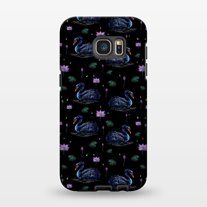 Galaxy S7 EDGE StrongFit Black Swans in Lily Pond by Negin Mf