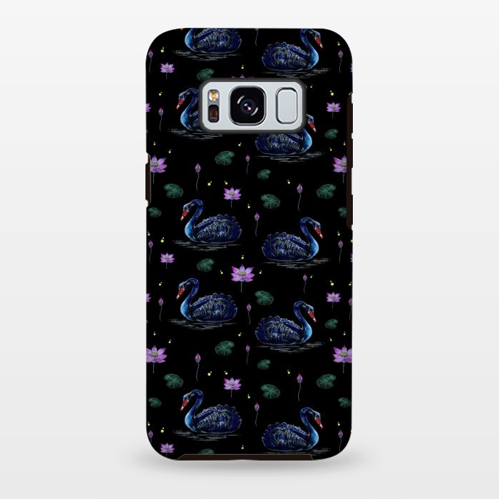 Galaxy S8 plus StrongFit Black Swans in Lily Pond by Negin Mf